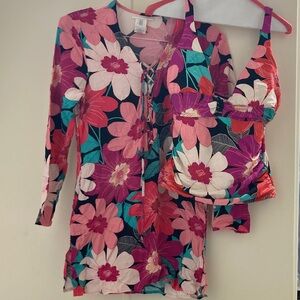 La Blanca Floral Swim Set - Pink and Blue